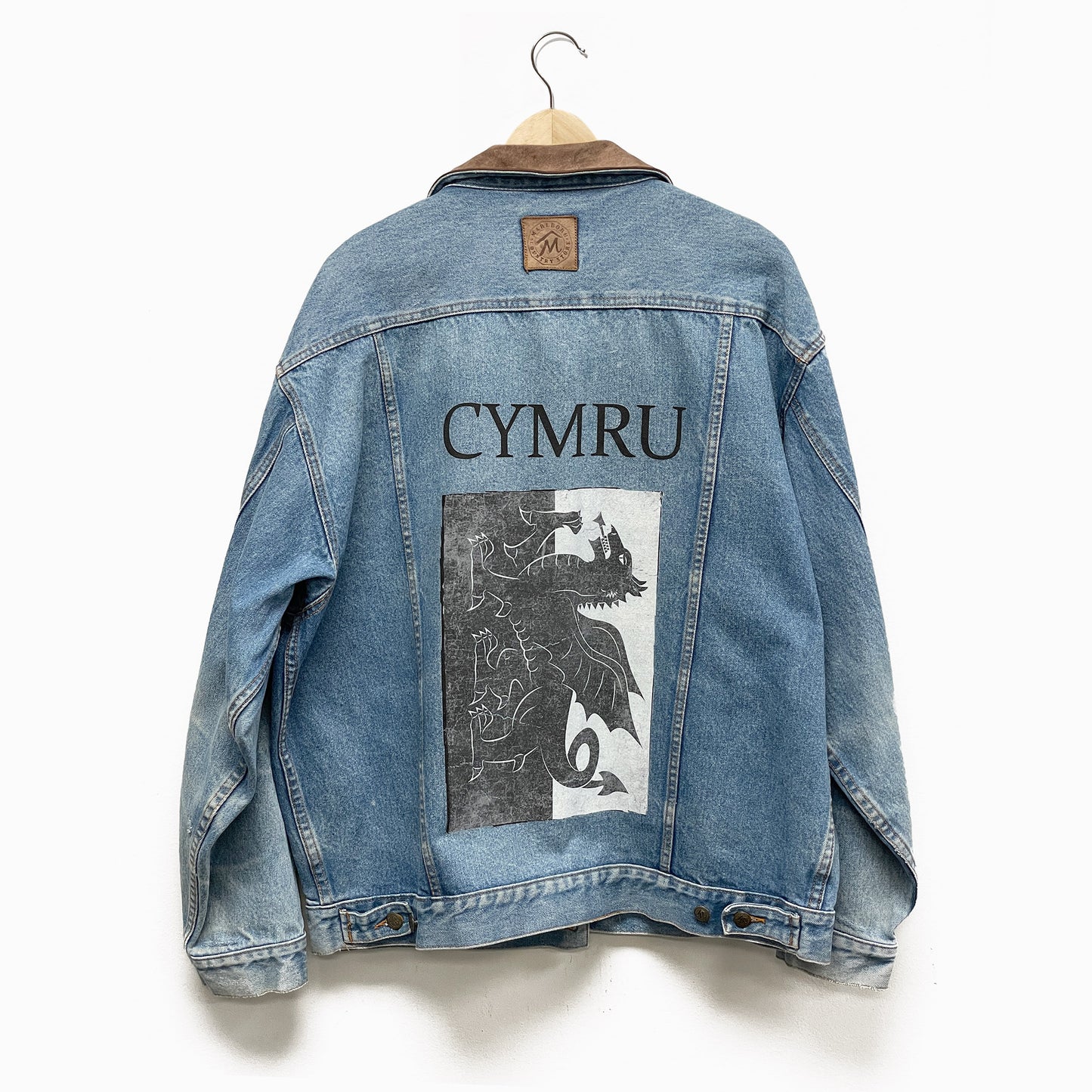 Upcycled Vintage Denim Jacket "Welsh Flag/Cymru"