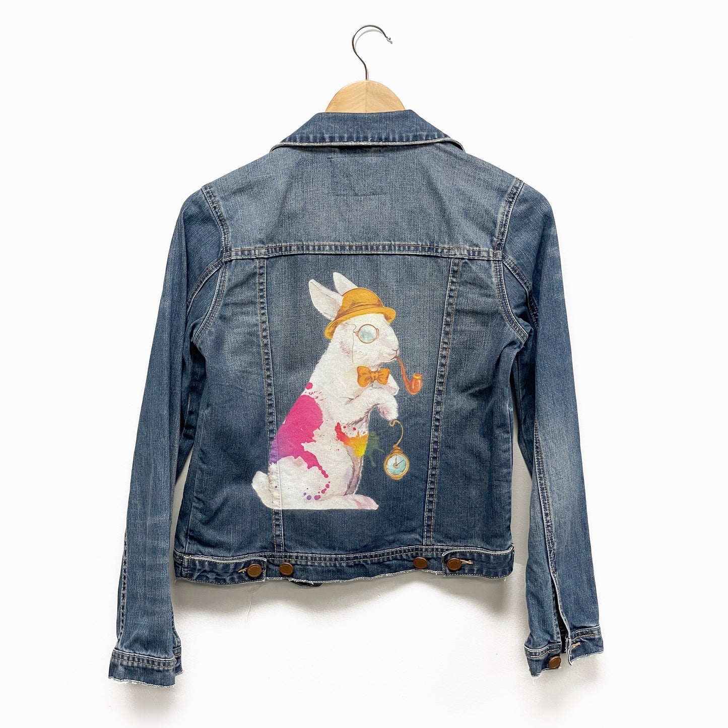 Upcycled Vintage Denim Jacket "White Rabbit"