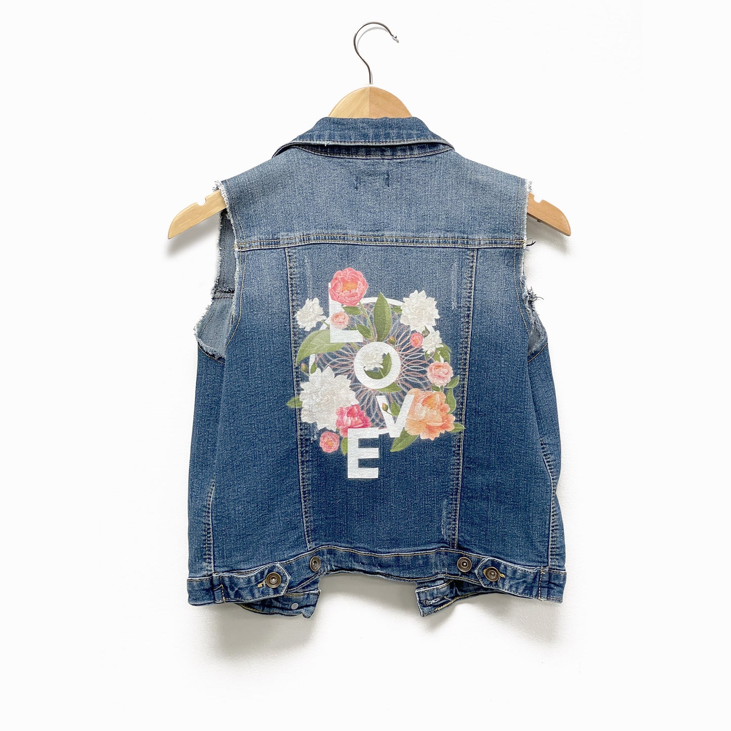 Upcycled Vintage Denim Jacket/Vest "Love"