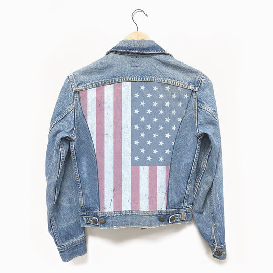 Upcycled Vintage Denim Jacket "Stars and Stripes"