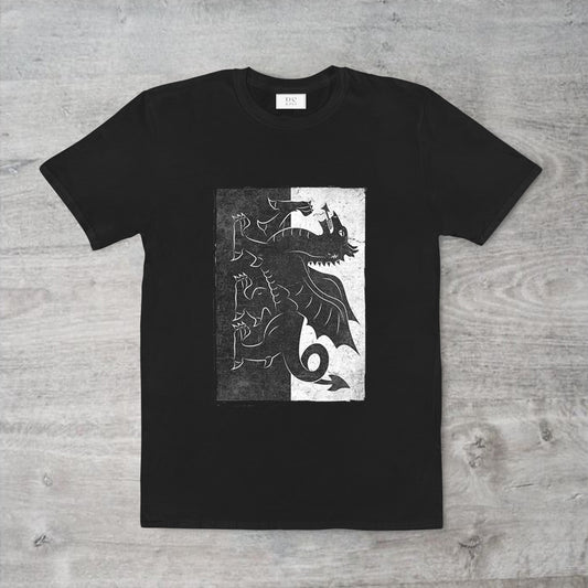 Wearable Art Monochrome Welsh Dragon Unisex T-Shirt